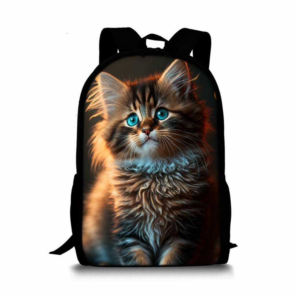 Zaino a strato singolo con stampa di gatti carini per ragazzi e ragazze Migliori regali Borsa scolastica a cartone animato piatto 2D per bambini Borse