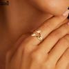 Effie Queen 925 Sterling Silber Offener Ring mit Wassertropfen & Ovalem Zirkonia Hohl Design Doppellagiger Stil Geschenk APR39