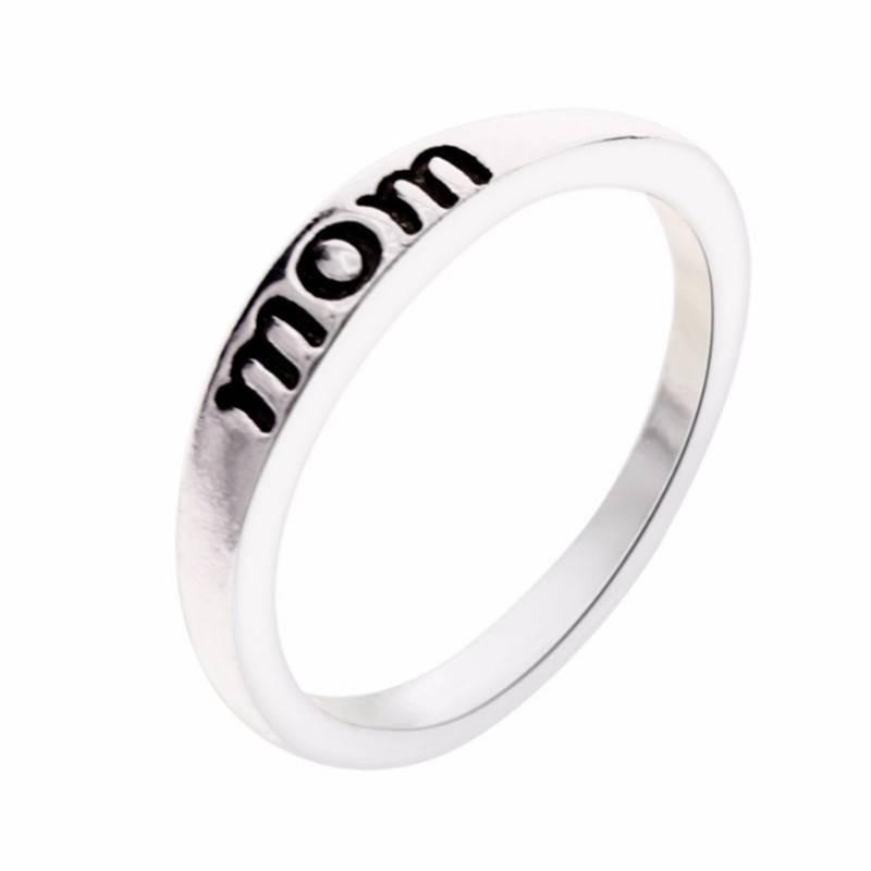 European And American Style Mom Mother Dad Ring Silver Plated Alloy Jewelry Wholesale Mother's Day Gift Accessories