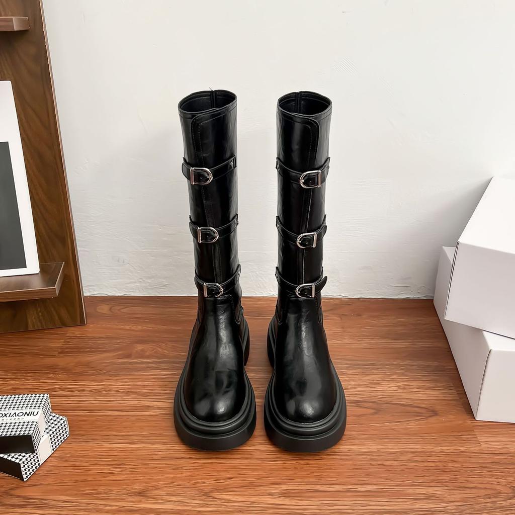 Grape mother winter new long knight boots women wear high-end boots small thick-soled heightening women's boots