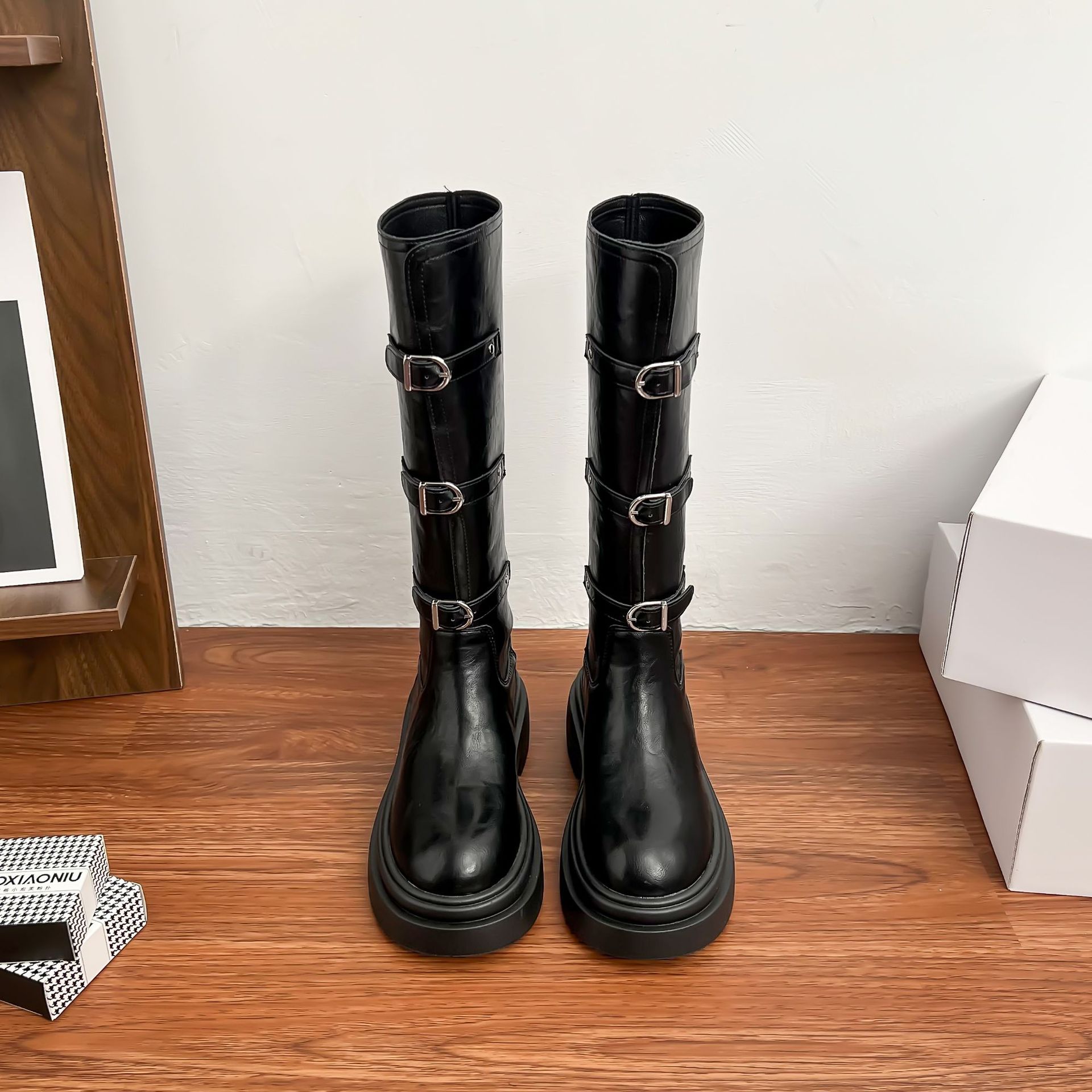 

Grape mother winter new long knight boots women wear high-end boots small thick-soled heightening women s boots 35