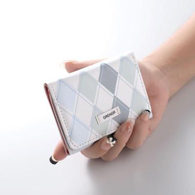 Stylish Sea Salt Blue Plaid Wallet: Fresh, Multifunctional Student Coin and Card Holder