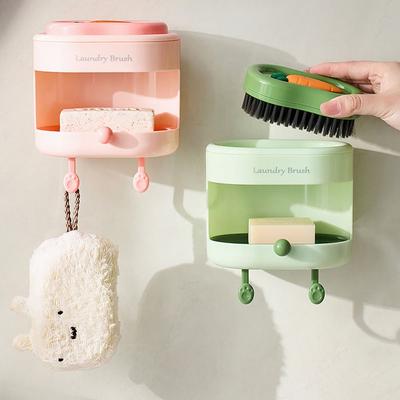 3 in 1 Seifenhalter Rückenbürsten-Set Wandmontage Karotten-Seifenbox mit weicher Bürste Fleckenentfernung Komfortabel