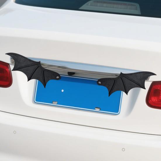 Bat Wings Wooden License Plate Accessory Universal Gothic Car Decor for Car License Plate Halloween Wall Party Decor