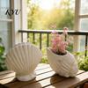 Indoor Balcony Flower Pot Seashell Conch Succulents Planter, Resin Ocean-Themed with Drainage Hole, Modern Desktop Ornament Beach Shell Planter