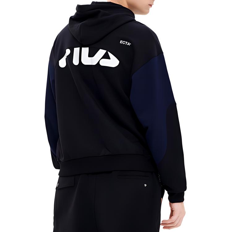 Fila Fleece Kapuzenpullover Amerikanisches Sweatshirt Herren Sweatshirts Schwarz F11M249211F-BK