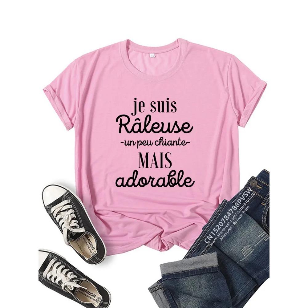 Harajuku Black Pink Red Tops Female Clothes France Funny Letter Graphic Women T-shirt Clothes
