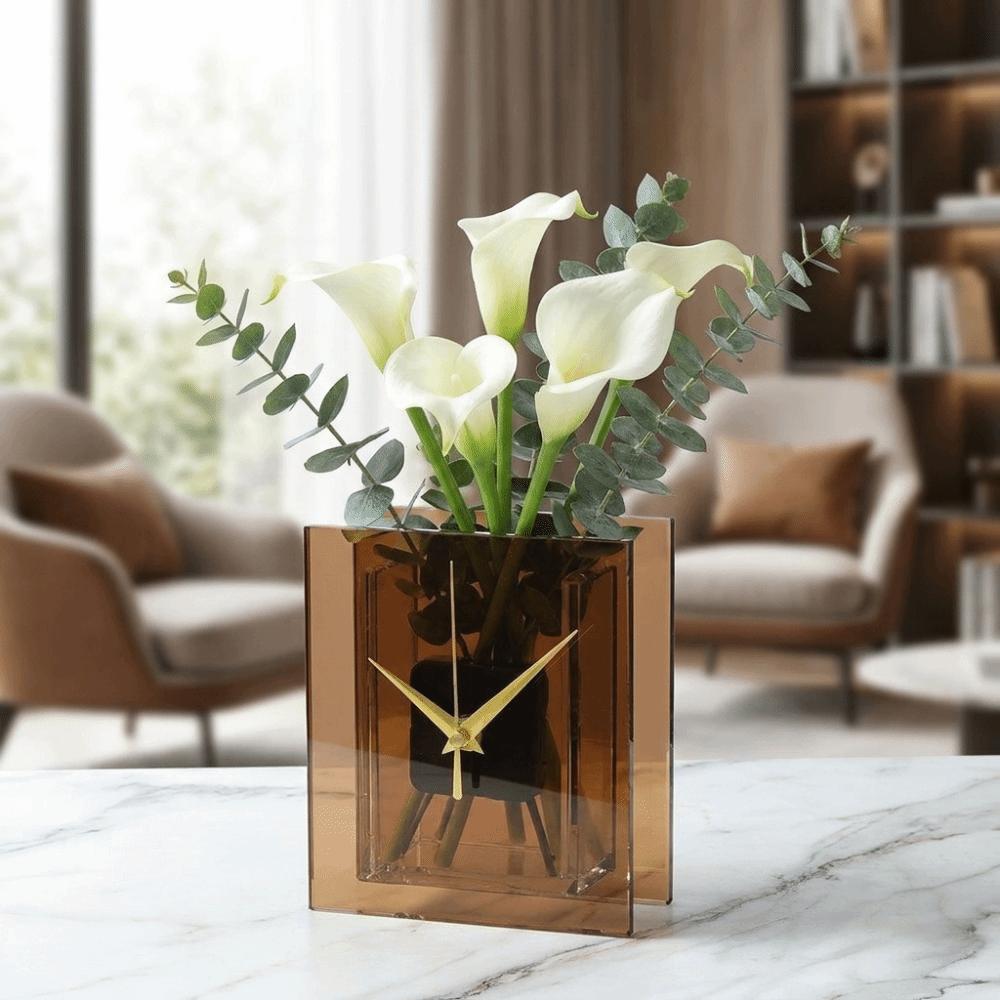 Minimalist Crystal Glass Clock Nordic Style Square Table Clock  Desk Decoration