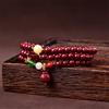 Authentic Cinnabar Bracelet for Men and Women, Three-Layer Fortune Character Cinnabar Multi-Layer Lotus Pendant Bracelet