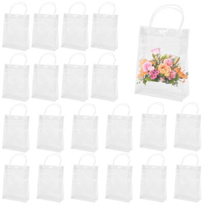 20pcs Clear Gift Bags With Handle Button Design Reusable Tote Bags 23x17x7cm For Wedding Birthday