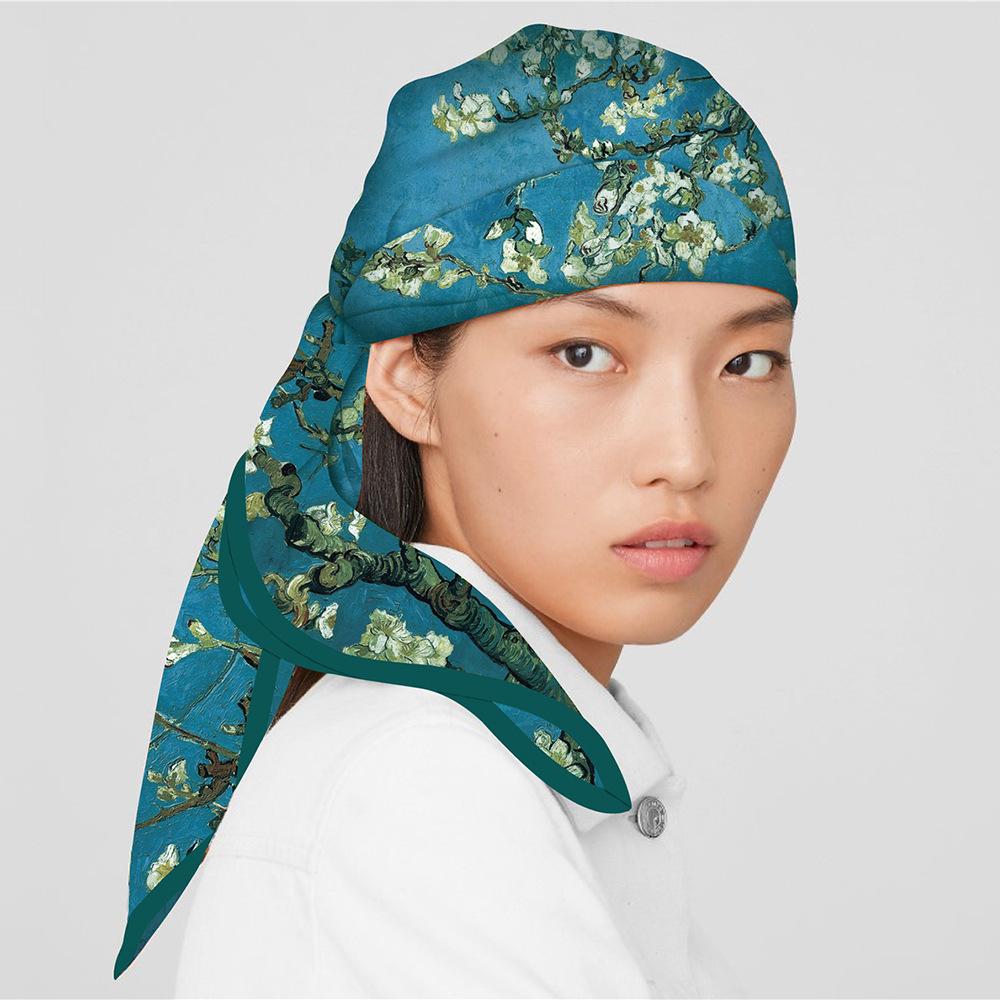 90*90CM Kerchief Four Seasons Luxury Square Silk Scarves Europe And America Fashion Bandannas New Twill Print Sunscreen Shawls