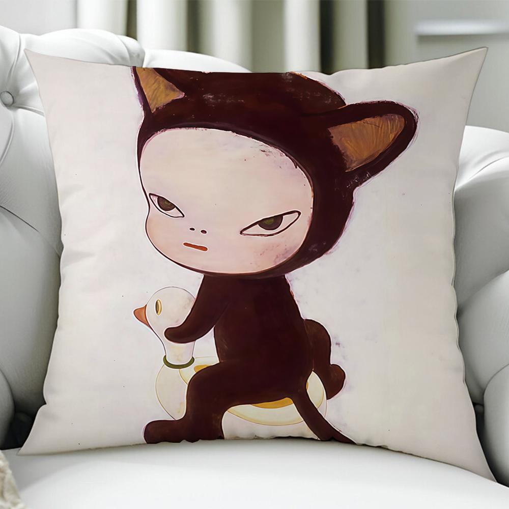 Art YYoshitomo Nara cushion cover Birthday Anniversary Gifts Double Sided Printed Zipper Cushion Cover Soft Skin Bedding