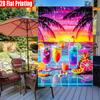 2D Flat - 2D Flat - 2D Flat, Summer Colorful Cocktail Night Scene (5)-Double Sided Garden Flag, Yard Decoration, Outdoor Decoration, Lawn, Flag Solely