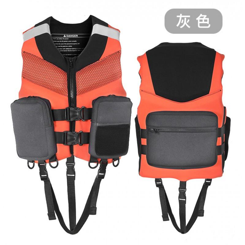 High-Buoyancy Adult Fishing Life Vest Kayaking River Trekking Shore Casting Large Pockets Water-Resistant V5130 L