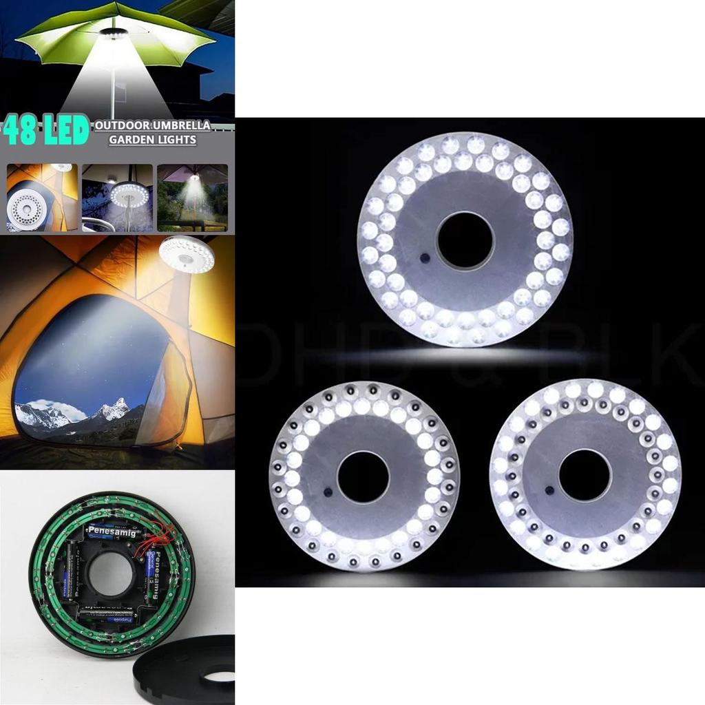 48 Led Outdoor Umbrella Night White Lamp Pole Light Ideal For Patio And Garden Settings