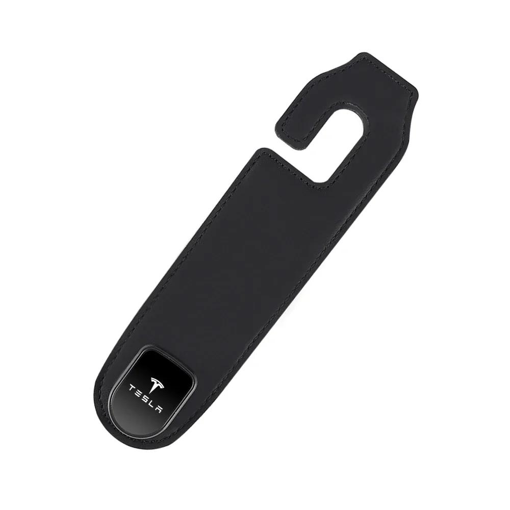 

Car Sticker 2025 New Tesla Car Seat Back Hook Pu Leather Load-bearing Wear-resistant Hook Storage Hanger For Tesla Model 3 Roads For Tesla чёрный