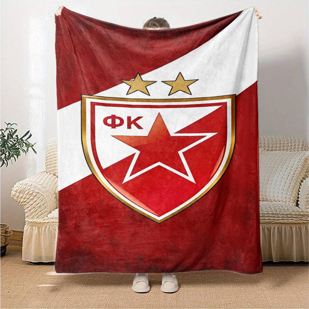 1pc Blanket - Red Star logo Print Design,Lightweight Blanket for Sofa,Bed- Soft &Warm,Gift for All Seasons