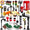 City Building Blocks Module Street View Accessories Traffic Lights Toilet Mailbox Accessories Barricade Track Flower Bed X022