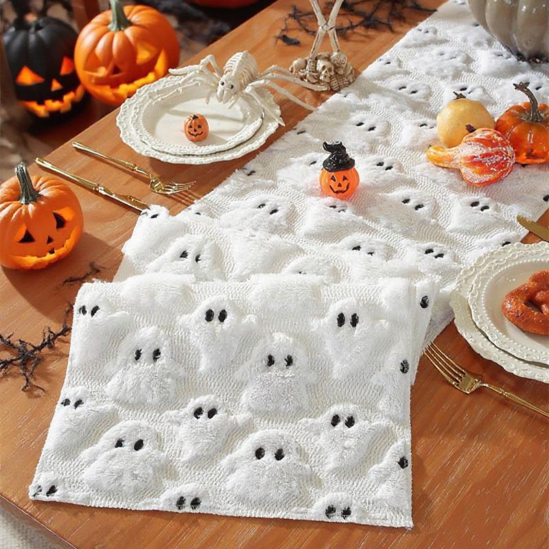 Black Eye Ghost Embroidered Doublesided Table Runner For Party Decor And Event Displays