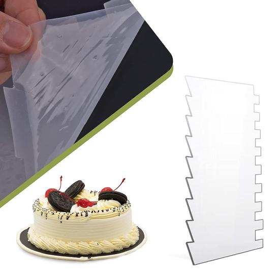 4 stk Kakeskrape Sett Stor Klar Akryl Kakeutjevner Skrape Kakestriper Kantkontur Kam for DIY Glasur Frosting Smørkrem Krem Dekorering