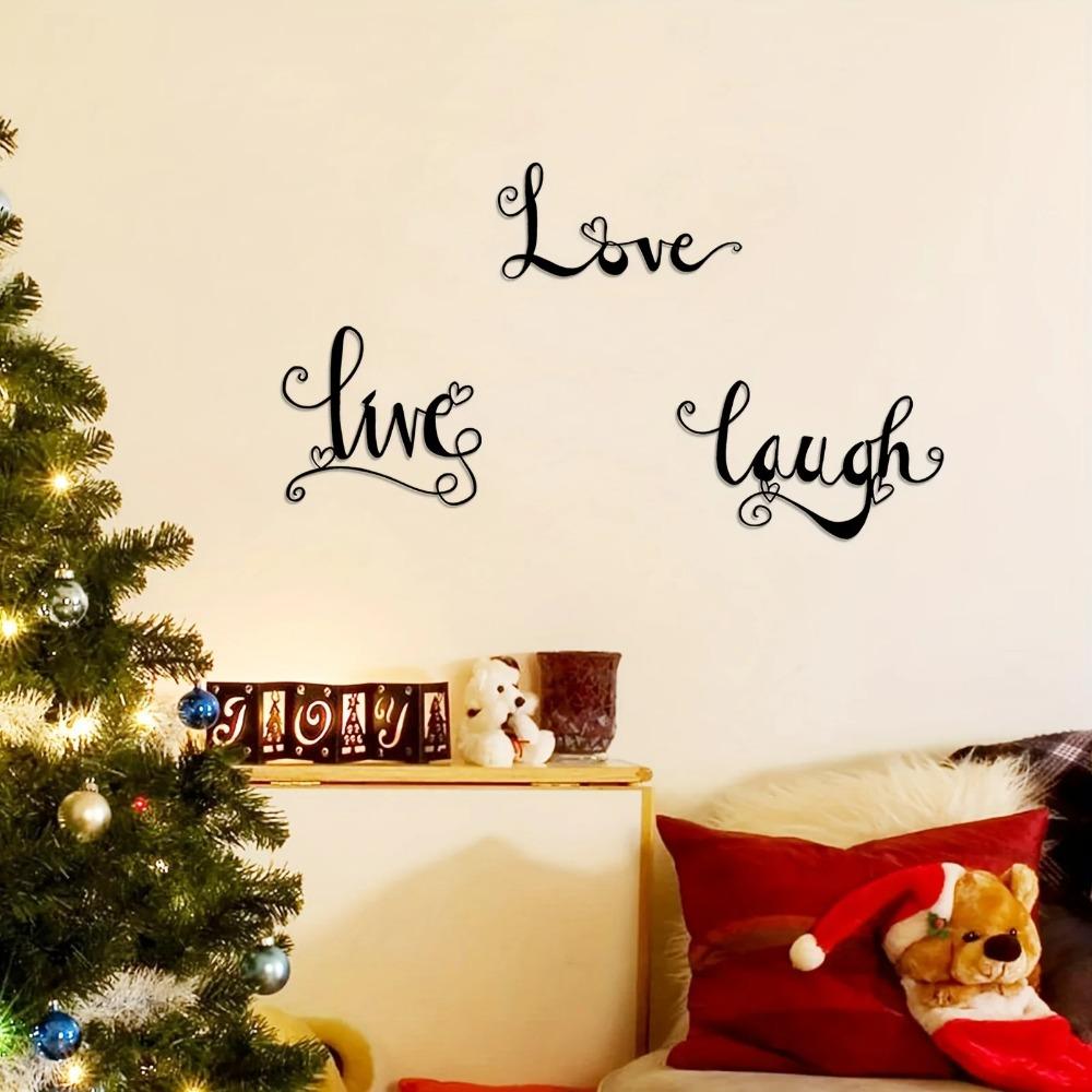 Decorazione Murale in Metallo 3 Pezzi Live Love Laugh - Segni Neri per Soggiorno, Camera da Letto, Stanza dello Studente e Cucina, Interni/Esterni