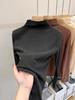 Versatile Plush Half-High Collar T-Shirt: Stylish, Slim-Fit Warm Base Layer for Autumn/Winter, Wearable Indoors or Out.