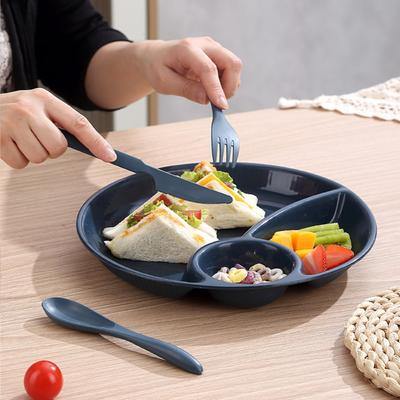2pcs Portable Round Food Plate Plastic Microwavable Divided Dinner Plate Thickened Fruit Serving Tray Nut