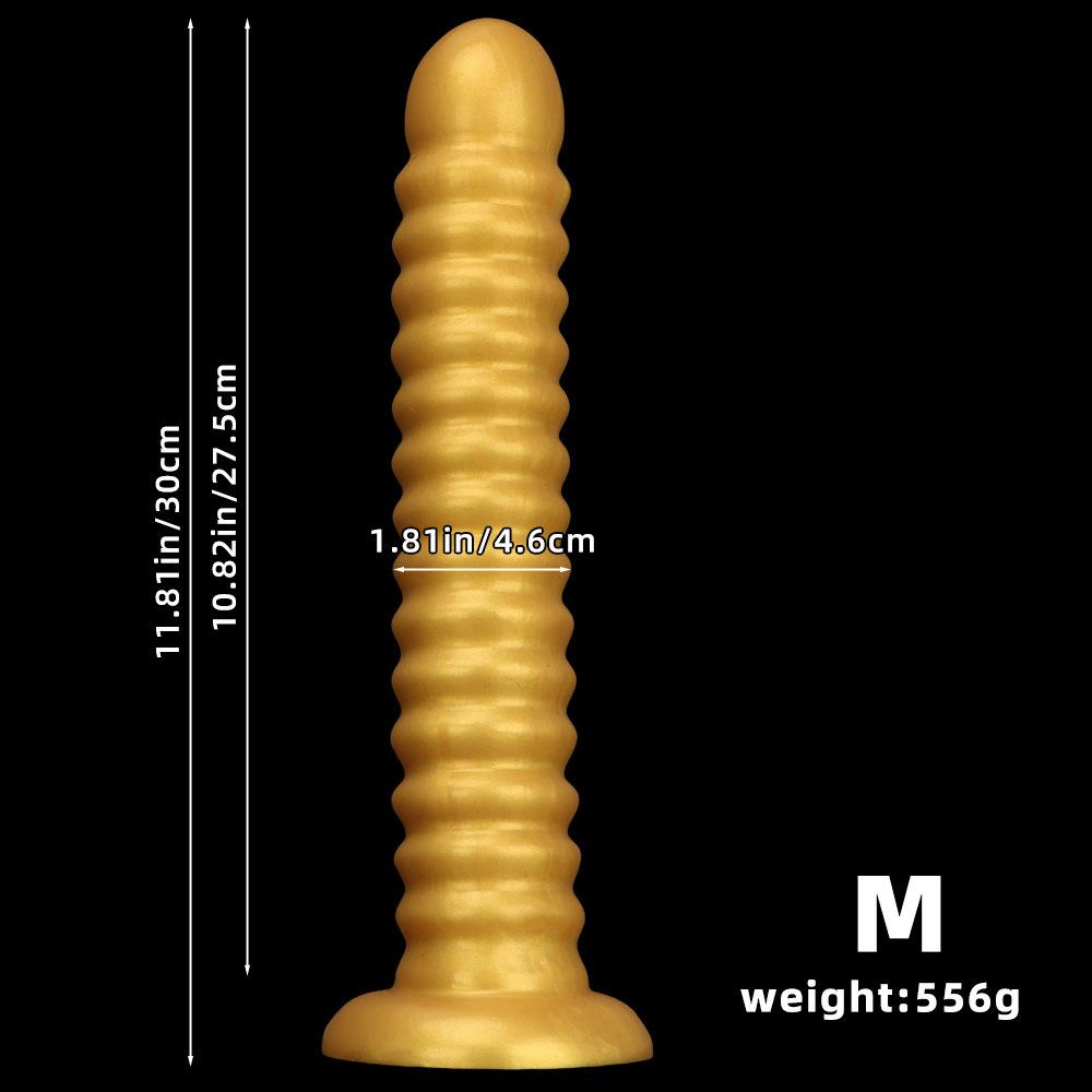 Pénis Realista de Silicone Dourado Rosqueado Dildo Anal Brinquedo Sexual para Homens e Mulheres Fisting