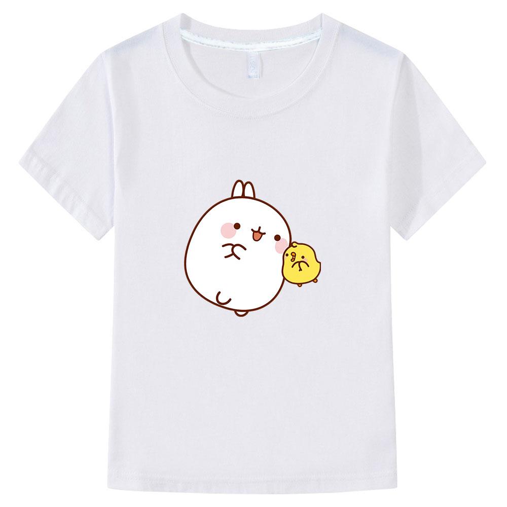Dětské oblečení Molang a Piupiu Trička Roztomilé tričko s potiskem králíka Letní trička Bavlna Dětská módní oblečení