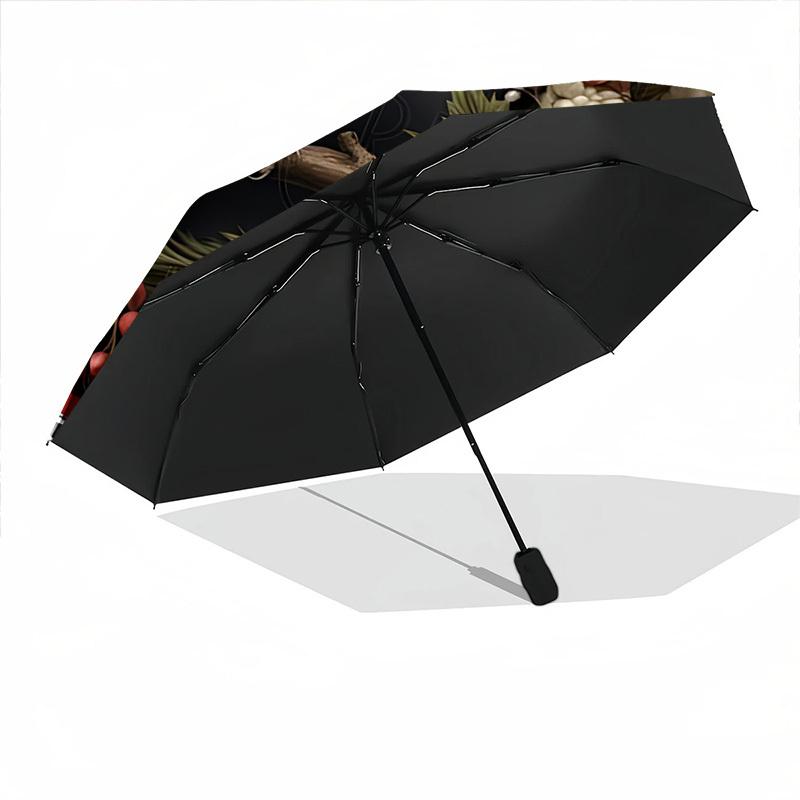 1pc Winter Cardinal Decor Automatic Folding Umbrella Durable Iron Frame,All Seasons Home Travel Outdoor Multifunctional Umbrella yy251115107