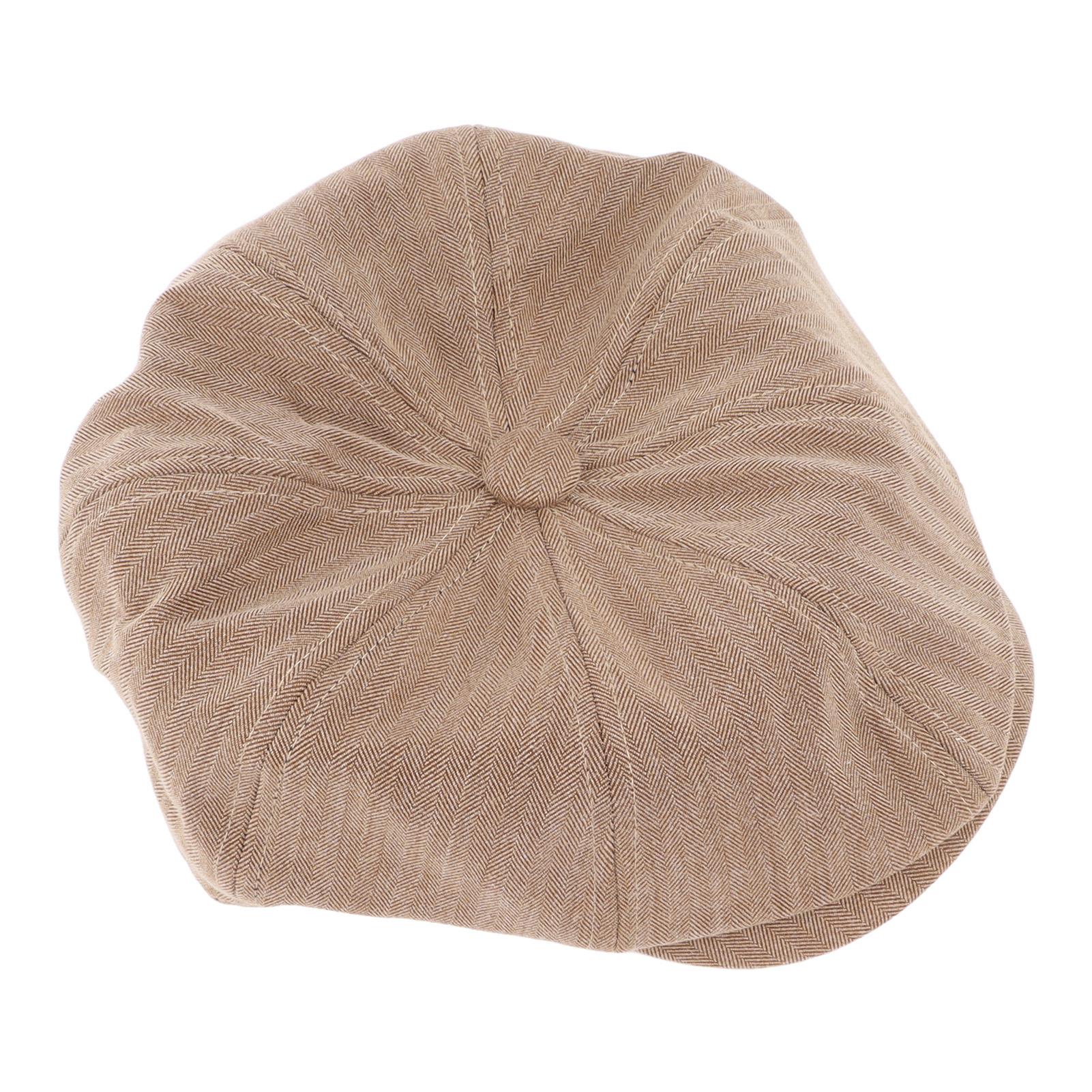 

Men Newsboy Hat Vintage Style Soft Cotton Casual Octagonal Hats for Daily Wear Khaki