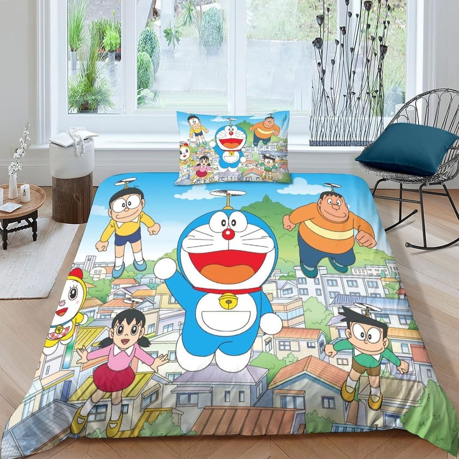 

Вишукані 3D Мультяшні Котячі Шпалери D-Doraemon Принт Постільна Білизна Комплект Підковдра Ковдра Ліжко Молодь Діти Дівчата Хлопці Подарунок 140x210cm