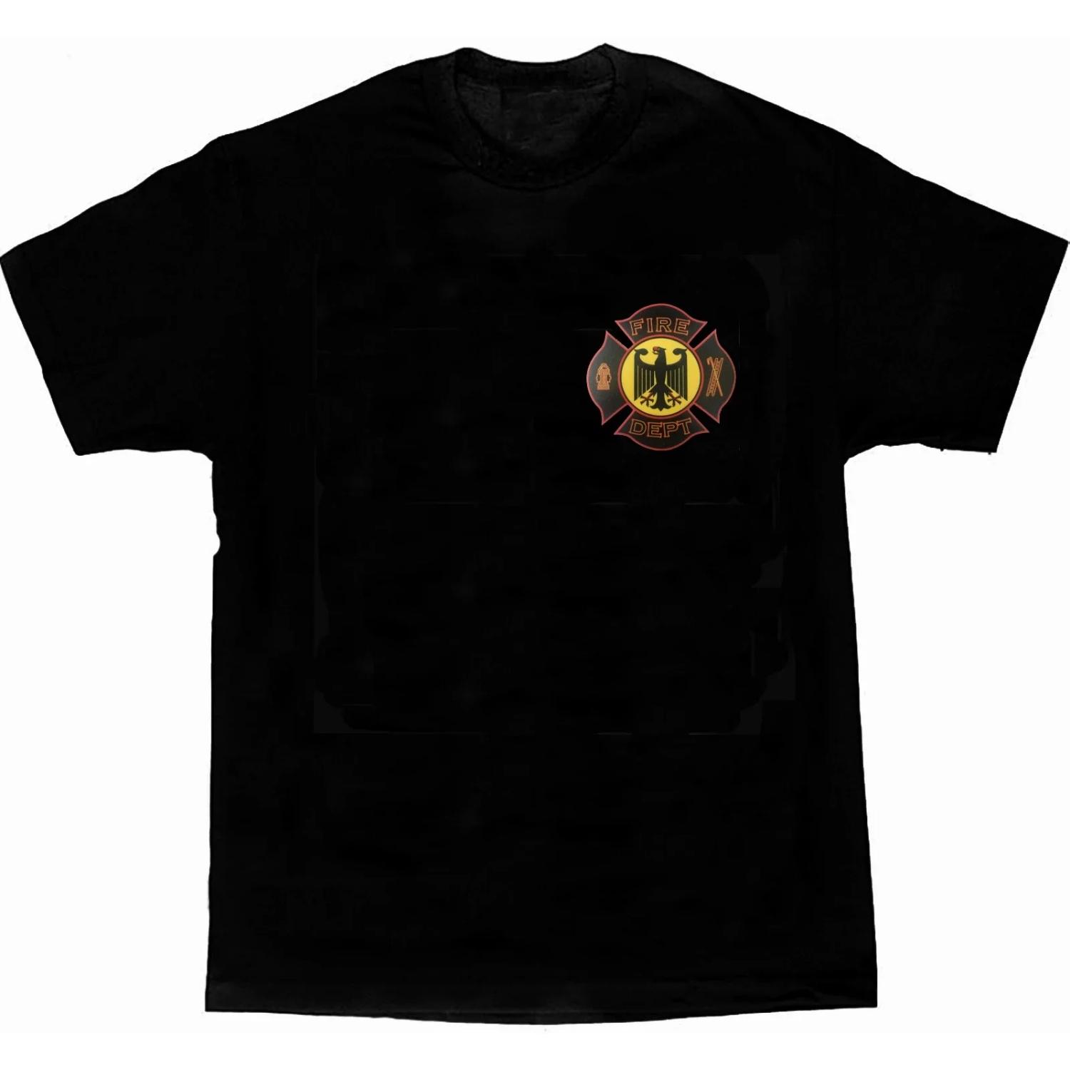 

German Eagle Fire Department Maltese Cross Emblem T-Shirt Short Sleeve Casual 100% Cotton O-Neck Summer Mens T-shirt Size S-3XL XXXXXL чорний