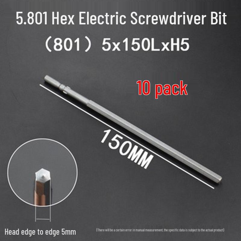 Extended Hexagonal S2 Steel Electric Screwdriver Bit with 5mm/6mm Shank
