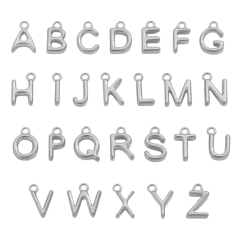 

26PCS Mini Letter Charms Stainless Steel Letter Pendants For DIY Jewelry Making Individualized Accessories Gift срібний