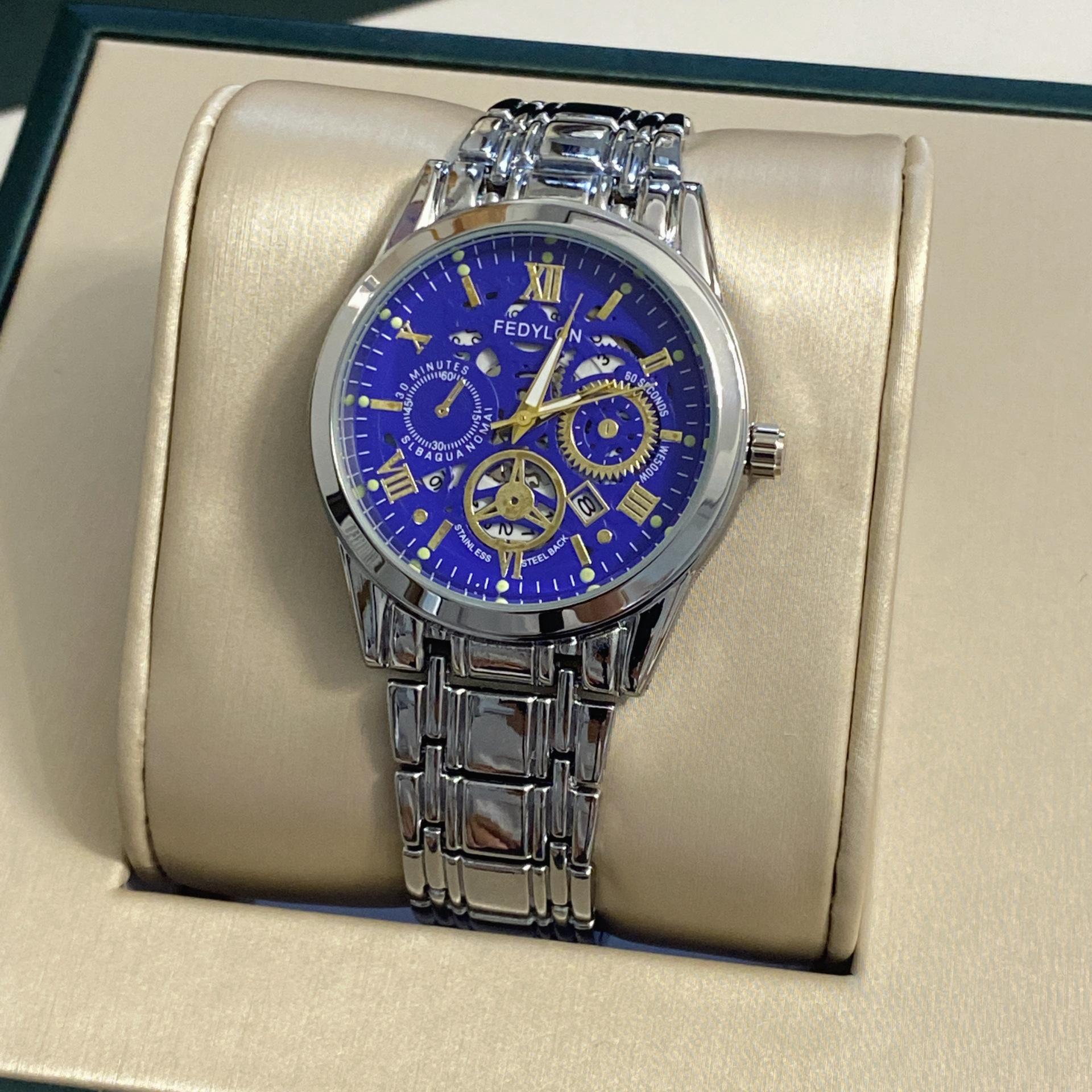 

Мужские полностью автоматические механические водонепроницаемые светящиеся в темноте часы с календарем Trend Student Belt Watch Hollow Quartz Business