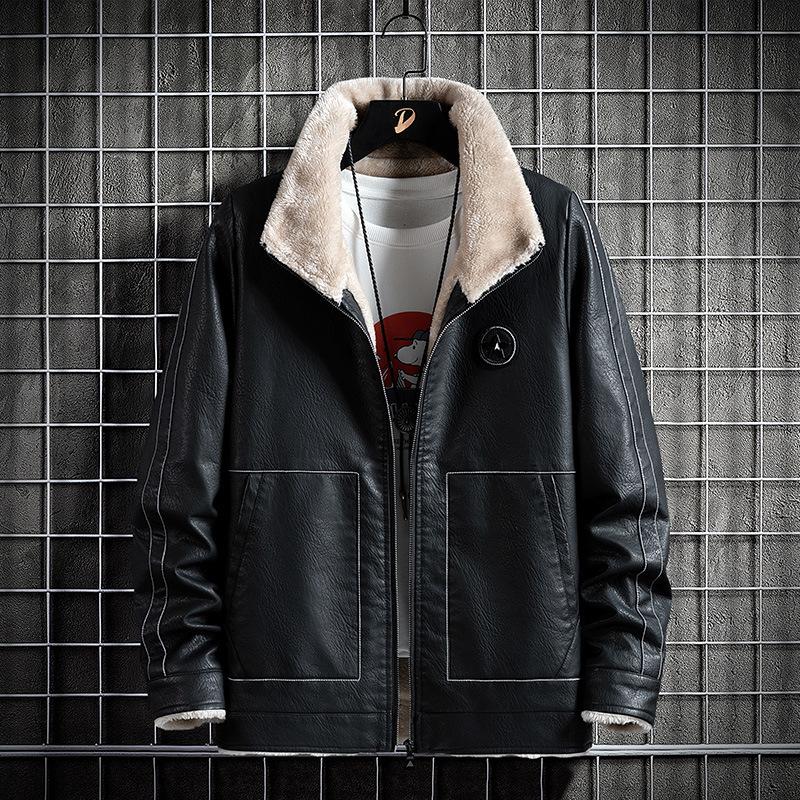 Куртка из меховой кожи с добавлением флиса для мужчин — фото 3