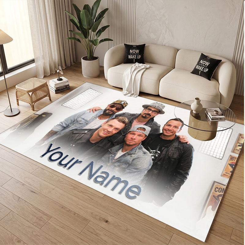 Custom Rug Backstreet Boys Pattern Print Name Text Soft Non‑Slip Floor Carpet for Home Indoor Decoration