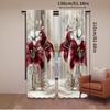 Elegant Stylish White Red Floral Printed Curtains Suitable Bedroom Kitchen Dining Room Living Study Set Of 2 Made Polyester Sitting Decor