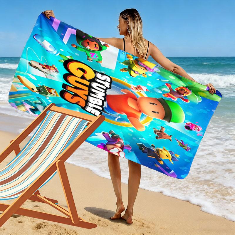 Stumble Guys Sprint Print Beach Towel, Large Soft Quick Dry Towel for Beach Camping Swimming