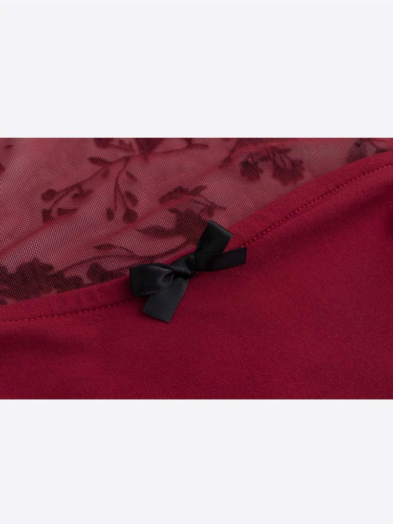 Haut TikTok en Patchwork de Dentelle et Maille à Manches Longues - Design Européen & Américain