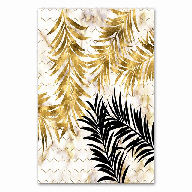 

Скандинавский стиль, растение, сусальное золото, холст, декоративная живопись, искусство, абстрактная печать, картина на стене 21cm×30cm NoFrame