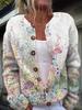 European Style 3 D Print Cardigan Knitted Jacket Spring and Fall Women 7 Sweater