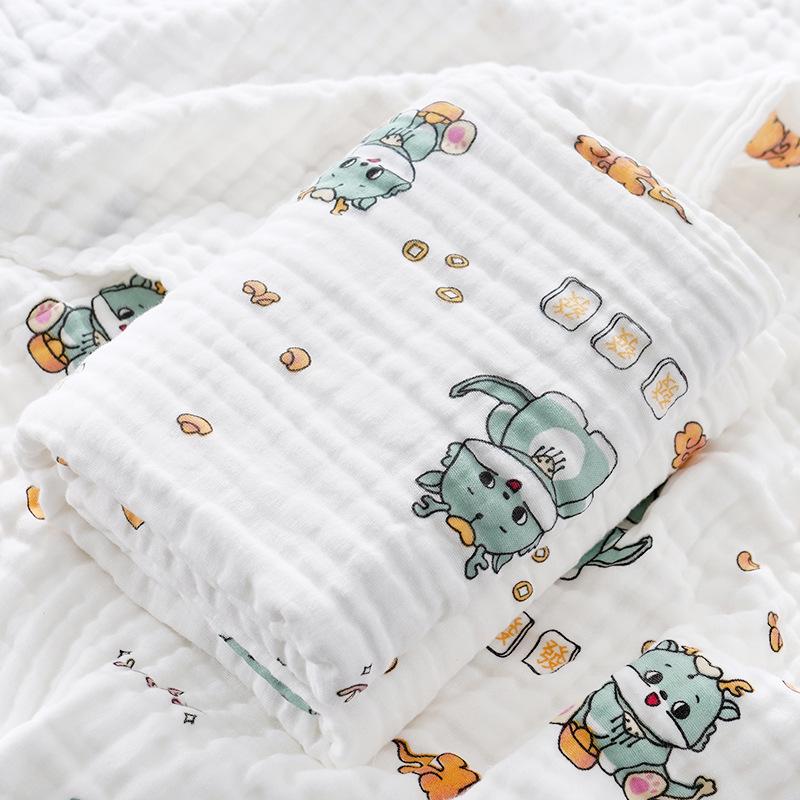 Pure Cotton Four-Layer Gauze Baby Bath Towel and Swaddle Blanket for Newborns