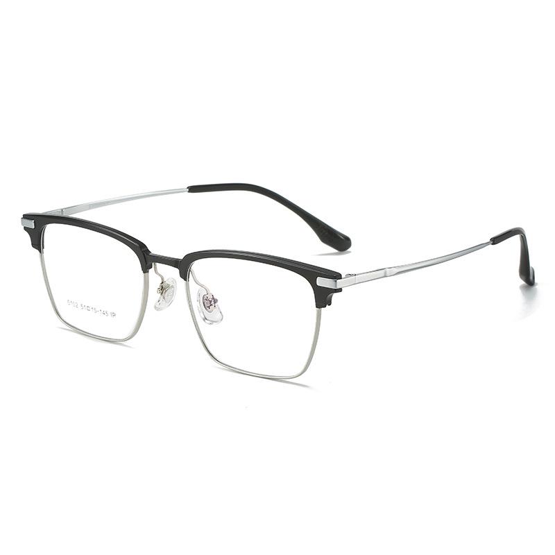 Two-Tone Aluminum Titanium Optical Glasses Frame - Ultra-Light Aviator Design (5102)