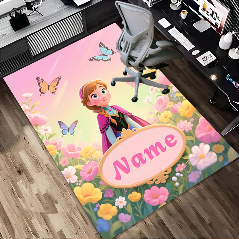 Custom Name Mermaid Garden Living Room Non-Slip Area Rug Soft Carpet for Bedroom Kids Playroom Sofa Office Home Decor Doormat