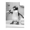 Black White Funny Bathroom Brushing Teeth Poster Vintage Style Animal Canvas Painting Print Wall Art Picture for Home Decoration
