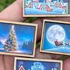 Mini Framed Christmas Pictures Wooden Xmas Scenes Decorations Miniature Framed Christmas Ornaments for Festive Decor DIY Craft