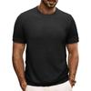 Casual Men Solid Color Short Sleeves Ribbed Elastic Round Neck Pullover Summer Slim Fit Daily Knitted T-shirt Tops Clothes