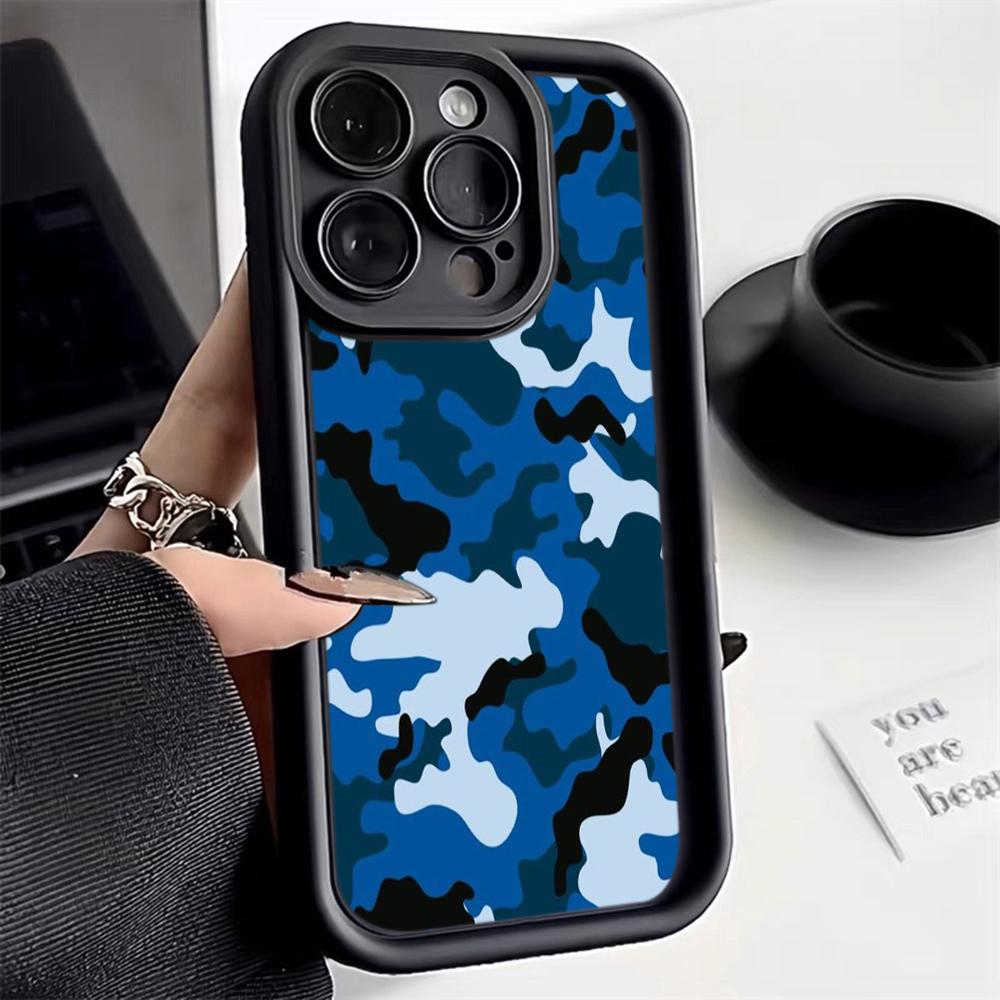 LZ6 Camouflage Camo Design Silicone Phone Case for iPhone 11 13 14 15 16 Pro Max 7 8 16 Plus 12 mini XS Max XR Shockproof Back Cover